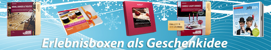 Erlebnisboxen im Ueberblick - Hier erhalten Sie Infos zu Geschenkboxen verschiedener Eventportale.